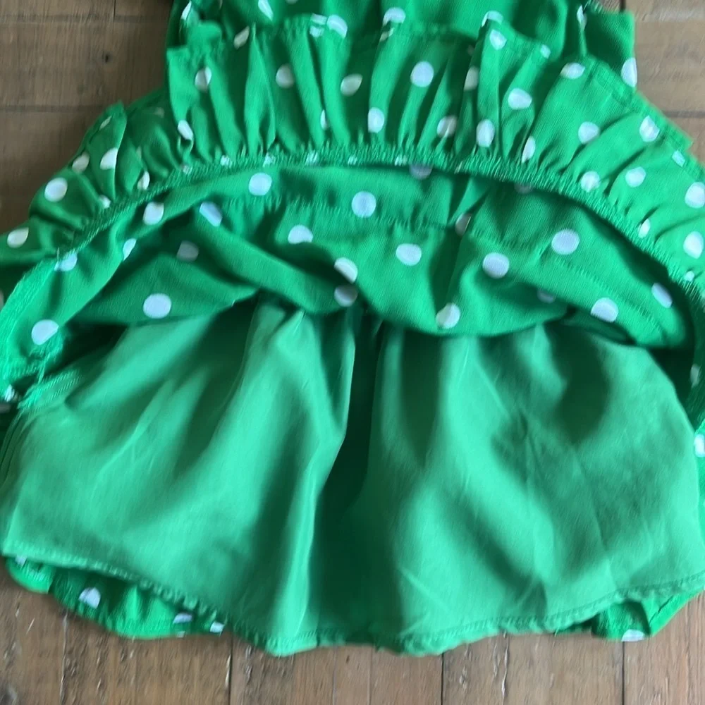 Janie and jack green polka dot ruffle dress